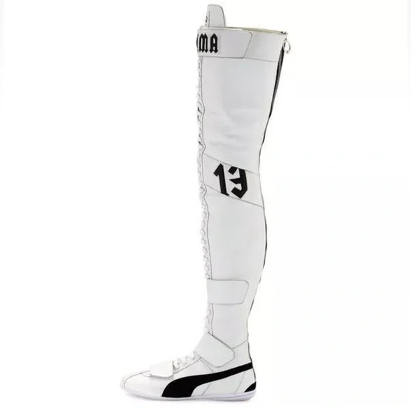 Fenty Puma Over The Knee White Boxing Boots By Rihanna Womens Size 6.5 - Picture 2 of 6